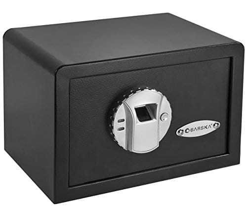 Barska Compact Biometric Gun Safe, Black, 12x8x7.75in w/ Motorized Lock AX11620